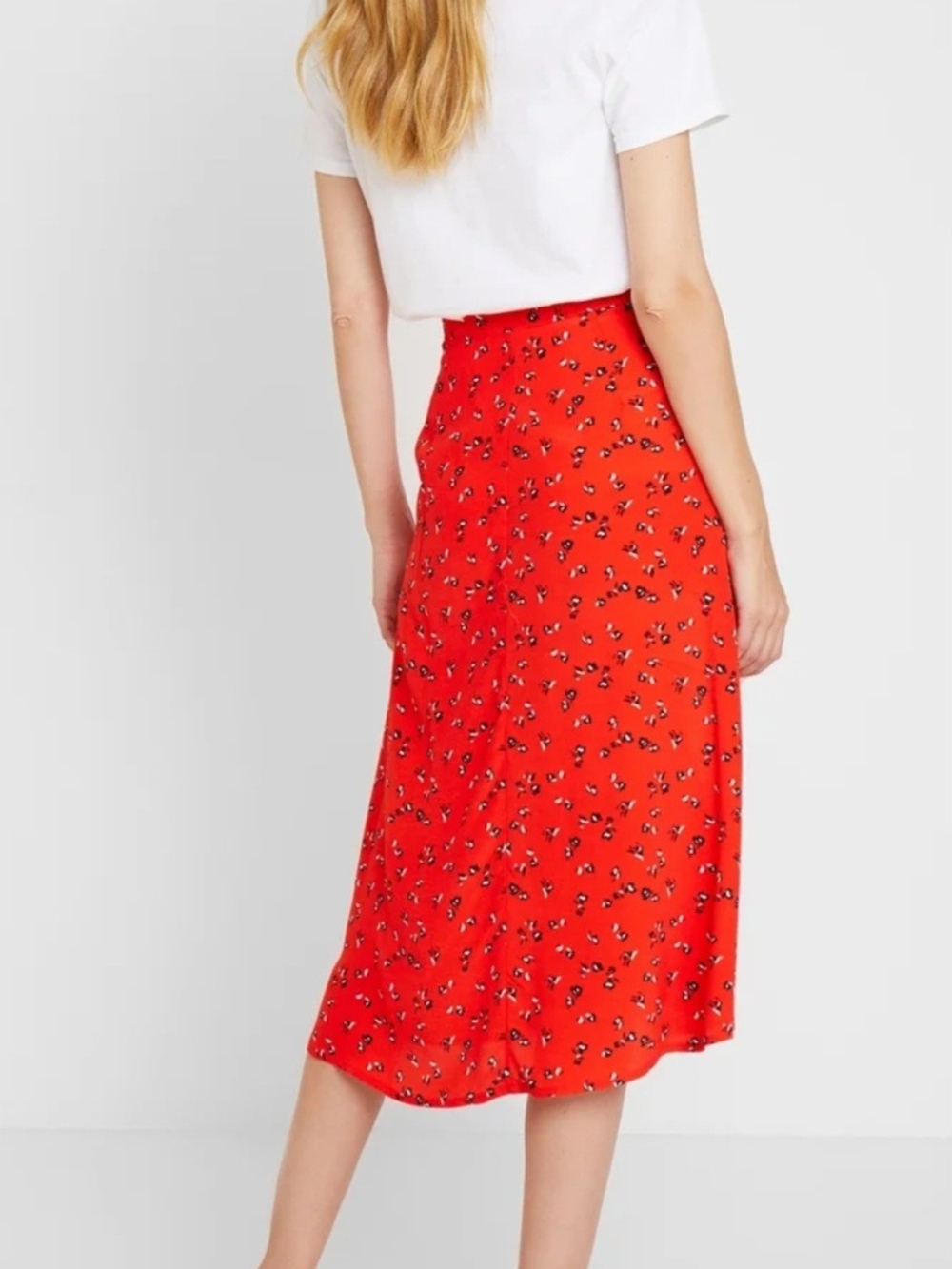 GAP Red Floral Button-Front A-Line Skirt Sz. 4 Tall - Picture 9 of 9